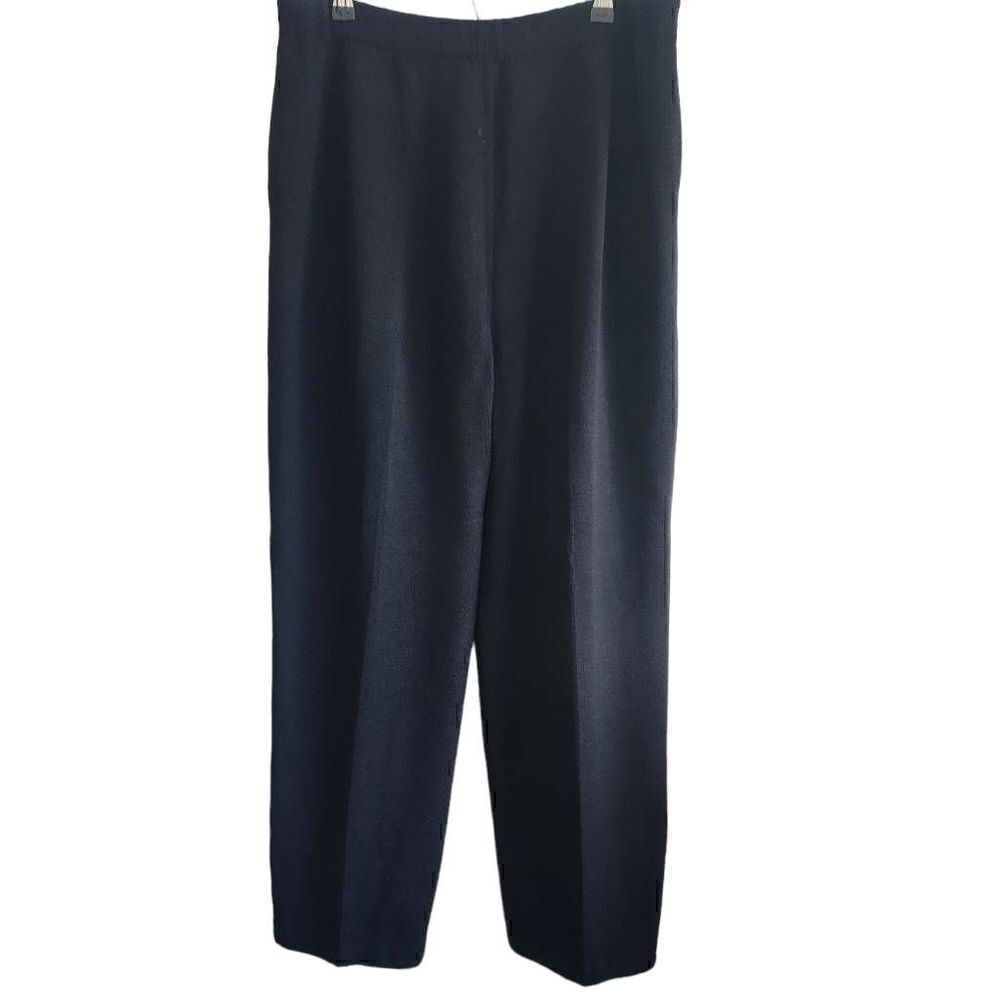 St. John Pants Womens 12 Wool Blend Pull On Pleated Black